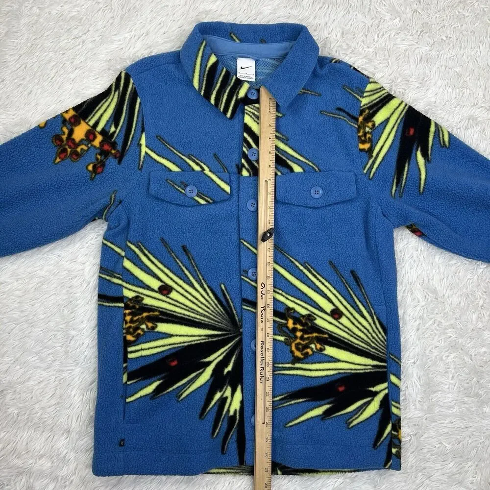 Nike x Lebron James Sherpa Mens Button Up Jacket Fleece‎ Blue DA6707-469 Size M